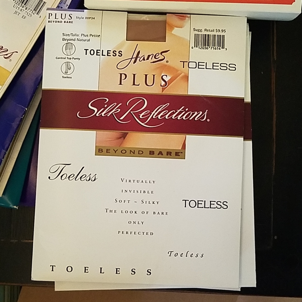 6 Pairs  Toeless Silk Reflections Size Plus Petite